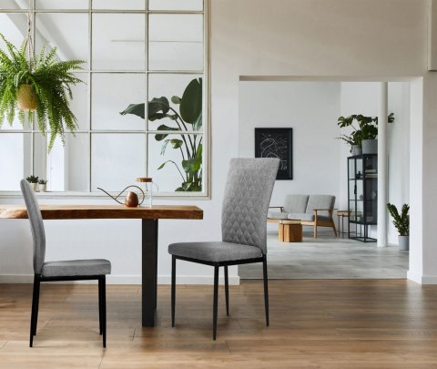 Komplet krzeseł pikowanych krzesło do jadalni i salonu 4 sztuki szare ModernHome ModernHome Komplet krzeseł pikowanych krzesło do jadalni i salonu 4 sztuki szare ModernHome ModernHome