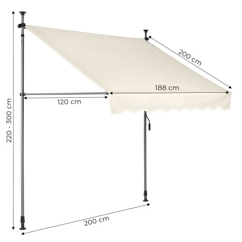 Markiza przeciwsłoneczna balkonowa 200x120 cm regulacja wysokości wodoodporna korbka ręczna beżowa MultiGarden MultiGarden Markiza przeciwsłoneczna balkonowa 200x120 cm regulacja wysokości wodoodporna korbka ręczna beżowa MultiGarden MultiGarden