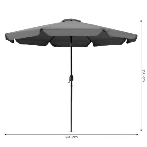 Parasol ogrodowy duży 3 m skośny łamany z korbą szary MultiGarden MultiGarden Parasol ogrodowy duży 3 m skośny łamany z korbą szary MultiGarden MultiGarden