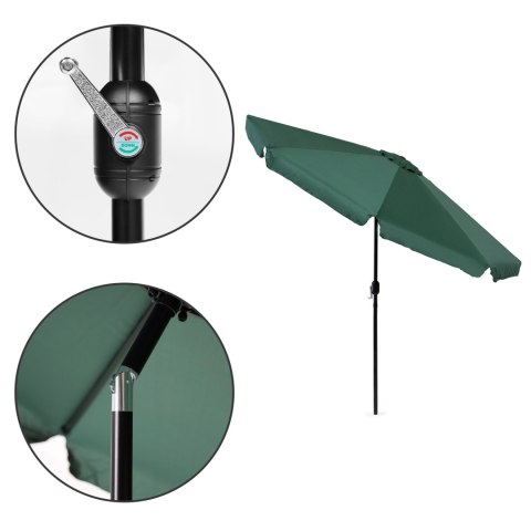 Parasol ogrodowy duży 3 m skośny łamany z korbą zielony MultiGarden MultiGarden Parasol ogrodowy duży 3 m skośny łamany z korbą zielony MultiGarden MultiGarden