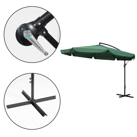 Parasol ogrodowy duży na wysięgniku składany 3,5 m zielony MultiGarden MultiGarden Parasol ogrodowy duży na wysięgniku składany 3,5 m zielony MultiGarden MultiGarden