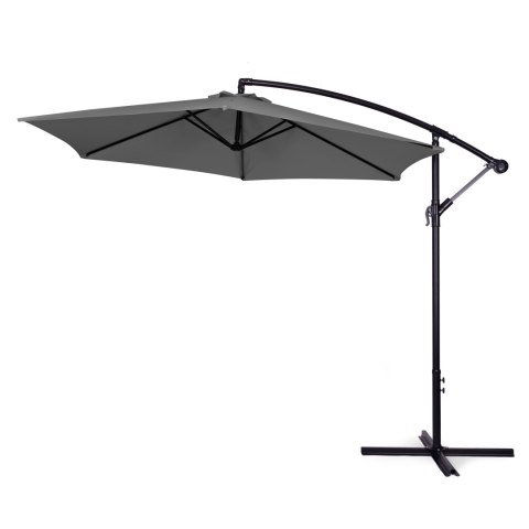 Parasol ogrodowy duży na wysięgniku składany 3 m szary 6 żeber MultiGarden MultiGarden Parasol ogrodowy duży na wysięgniku składany 3 m szary 6 żeber MultiGarden MultiGarden