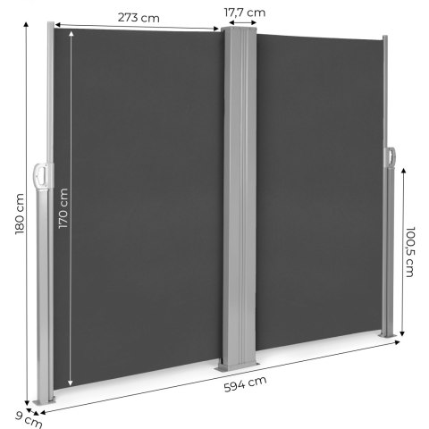 Podwójna markiza 300x300x180 cm przeciwsłoneczna boczna parawan roleta antracyt MultiGarden MultiGarden Podwójna markiza 300x300x180 cm przeciwsłoneczna boczna parawan roleta antracyt MultiGarden MultiGarden