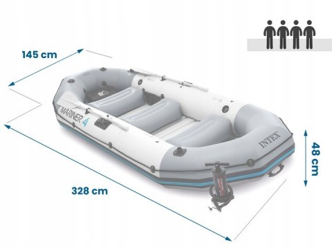 Ponton dmuchany Mariner 4 dla 4 osób wiosła pompka uchwyty na wędkę i silnik INTEX 68376 INTEX Ponton dmuchany Mariner 4 dla 4 osób wiosła pompka uchwyty na wędkę i silnik INTEX 68376 INTEX
