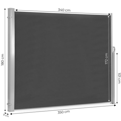 Składana markiza 350x180 cm boczna roleta parawan do ogrodu na taras antracyt MultiGarden MultiGarden Składana markiza 350x180 cm boczna roleta parawan do ogrodu na taras antracyt MultiGarden MultiGarden