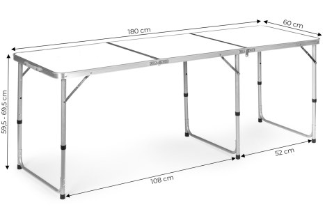 Stolik turystyczny stół składany kemping biały blat 180x60 cm MultiGarden MultiGarden Stolik turystyczny stół składany kemping biały blat 180x60 cm MultiGarden MultiGarden