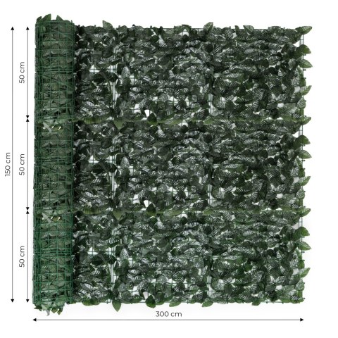 Sztuczny bluszcz żywopłot 3 sztuki 300x50 cm zielona osłona na balkon maskująca - 3 ROLKI MultiGarden Sztuczny bluszcz żywopłot 3 sztuki 300x50 cm zielona osłona na balkon maskująca - 3 ROLKI MultiGarden