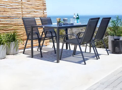 Zestaw komplet 2 krzeseł ogrodowych na taras balkon czarne MultiGarden MultiGarden Zestaw komplet 2 krzeseł ogrodowych na taras balkon czarne MultiGarden MultiGarden