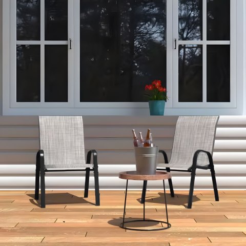 Zestaw komplet 2 krzeseł ogrodowych na taras balkon jasny szary MultiGarden MultiGarden Zestaw komplet 2 krzeseł ogrodowych na taras balkon jasny szary MultiGarden MultiGarden