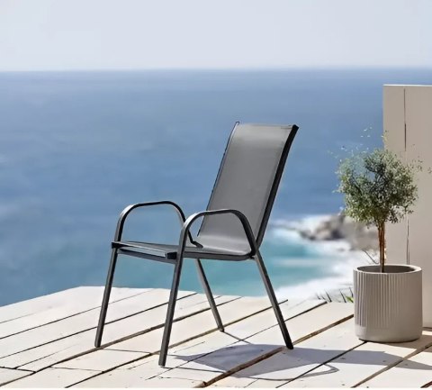 Zestaw komplet 2 krzeseł ogrodowych na taras balkon szare MultiGarden MultiGarden Zestaw komplet 2 krzeseł ogrodowych na taras balkon szare MultiGarden MultiGarden