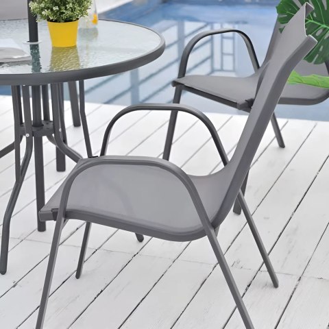 Zestaw komplet 4 krzeseł ogrodowych na taras balkon szare MultiGarden MultiGarden Zestaw komplet 4 krzeseł ogrodowych na taras balkon szare MultiGarden MultiGarden
