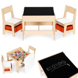 Zestaw mebli dla dzieci stolik + 2 krzesła tablica kredowa ECOTOYS ECOTOYS