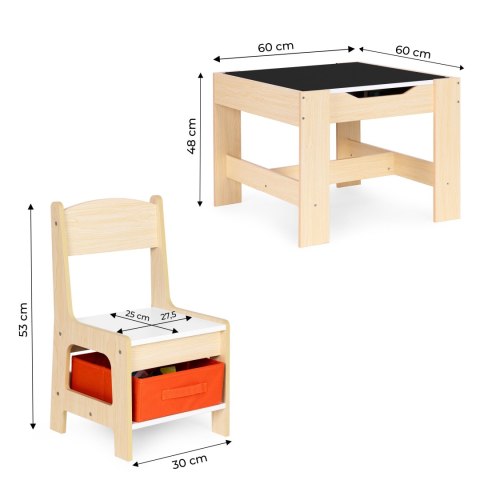 Zestaw mebli dla dzieci stolik + 2 krzesła tablica kredowa ECOTOYS ECOTOYS Zestaw mebli dla dzieci stolik + 2 krzesła tablica kredowa ECOTOYS ECOTOYS