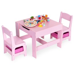 Zestaw mebli dla dzieci stolik + 2 krzesła tablica kredowa różowy ECOTOYS ECOTOYS