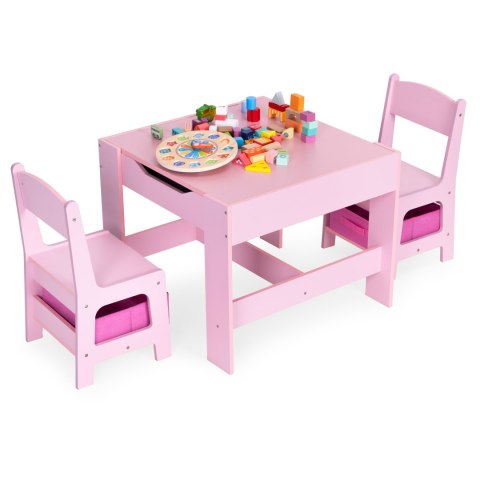 Zestaw mebli dla dzieci stolik + 2 krzesła tablica kredowa różowy ECOTOYS ECOTOYS Zestaw mebli dla dzieci stolik + 2 krzesła tablica kredowa różowy ECOTOYS ECOTOYS