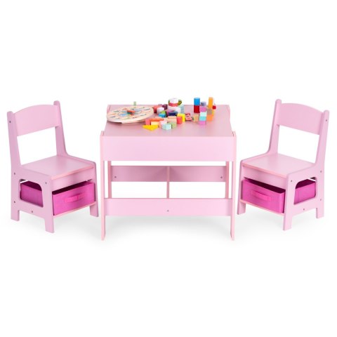 Zestaw mebli dla dzieci stolik + 2 krzesła tablica kredowa różowy ECOTOYS ECOTOYS Zestaw mebli dla dzieci stolik + 2 krzesła tablica kredowa różowy ECOTOYS ECOTOYS