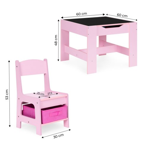 Zestaw mebli dla dzieci stolik + 2 krzesła tablica kredowa różowy ECOTOYS ECOTOYS Zestaw mebli dla dzieci stolik + 2 krzesła tablica kredowa różowy ECOTOYS ECOTOYS