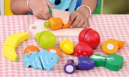 Drewniane owoce warzywa jedzenie do krojenia 13 sztuk ECOTOYS ECOTOYS