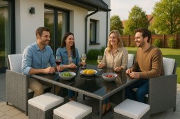 Komplet mebli ogrodowych z technorattanu 4 fotele 4 pufy stolik MultiGarden MultiGarden