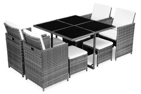 Komplet mebli ogrodowych z technorattanu 4 fotele 4 pufy stolik MultiGarden MultiGarden Komplet mebli ogrodowych z technorattanu 4 fotele 4 pufy stolik MultiGarden MultiGarden
