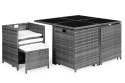 Komplet mebli ogrodowych z technorattanu 4 fotele 4 pufy stolik MultiGarden MultiGarden