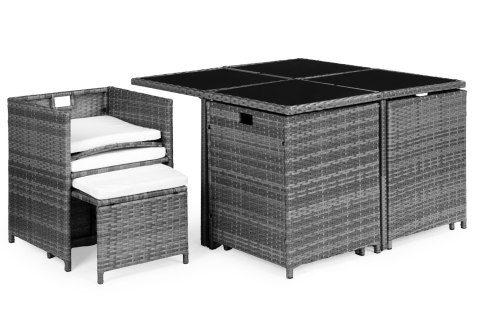 Komplet mebli ogrodowych z technorattanu 4 fotele 4 pufy stolik MultiGarden MultiGarden Komplet mebli ogrodowych z technorattanu 4 fotele 4 pufy stolik MultiGarden MultiGarden