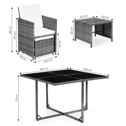 Komplet mebli ogrodowych z technorattanu 4 fotele 4 pufy stolik MultiGarden MultiGarden Komplet mebli ogrodowych z technorattanu 4 fotele 4 pufy stolik MultiGarden MultiGarden