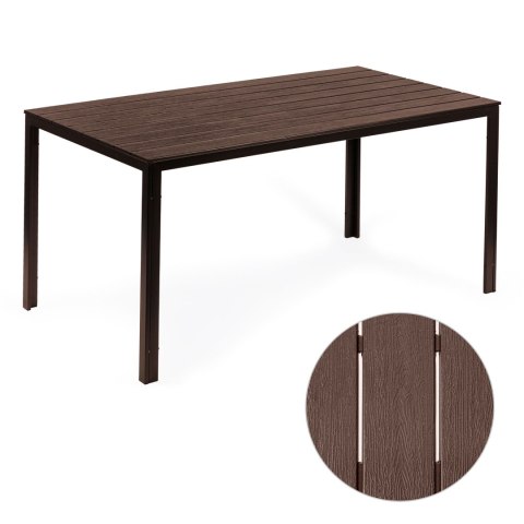 Stół ogrodowy 6-osobowy 156x78 cm polywood meble na taras brązowy ModernHome Stół ogrodowy 6-osobowy 156x78 cm polywood meble na taras brązowy ModernHome