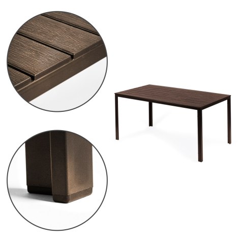 Stół ogrodowy 6-osobowy 156x78 cm polywood meble na taras brązowy ModernHome Stół ogrodowy 6-osobowy 156x78 cm polywood meble na taras brązowy ModernHome