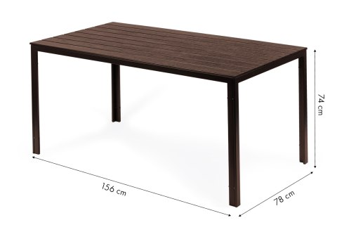 Stół ogrodowy 6-osobowy 156x78 cm polywood meble na taras brązowy ModernHome Stół ogrodowy 6-osobowy 156x78 cm polywood meble na taras brązowy ModernHome