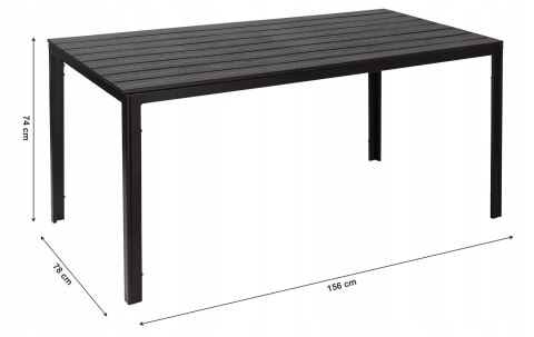 Stół ogrodowy 6-osobowy 156x78 cm polywood meble na taras czarny ModernHome Stół ogrodowy 6-osobowy 156x78 cm polywood meble na taras czarny ModernHome