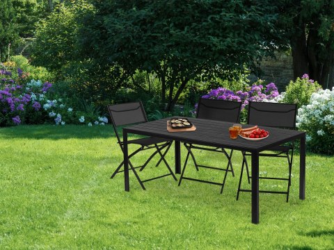 Stół ogrodowy 6-osobowy 156x78 cm polywood meble na taras czarny ModernHome Stół ogrodowy 6-osobowy 156x78 cm polywood meble na taras czarny ModernHome