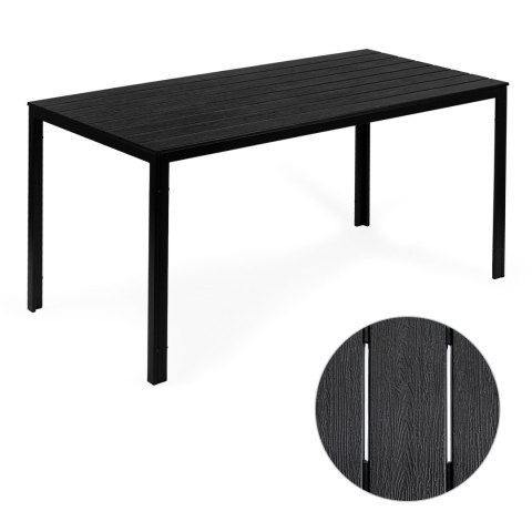 Stół ogrodowy 6-osobowy 156x78 cm polywood meble na taras czarny ModernHome Stół ogrodowy 6-osobowy 156x78 cm polywood meble na taras czarny ModernHome