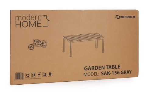 Stół ogrodowy 6-osobowy 156x78 cm polywood meble na taras szary ModernHome Stół ogrodowy 6-osobowy 156x78 cm polywood meble na taras szary ModernHome