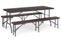 Zestaw cateringowy stół bankietowy 180 cm + 2 ławki brąz ModernHome ModernHome