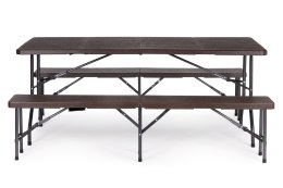 Zestaw cateringowy stół bankietowy 180 cm + 2 ławki brąz ModernHome ModernHome