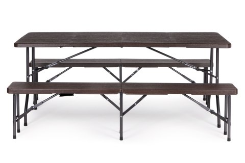 Zestaw cateringowy stół bankietowy 180 cm + 2 ławki brąz ModernHome ModernHome Zestaw cateringowy stół bankietowy 180 cm + 2 ławki brąz ModernHome ModernHome